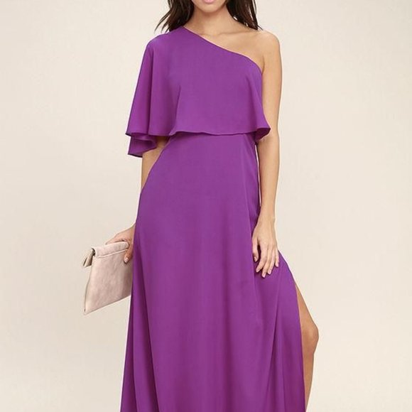 Lulus Dresses & Skirts - Lulus Magenta One Shoulder Dress sz M